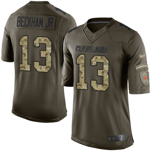 Cleveland Browns Odell Beckham Jr Men Green Limited Jersey #13 NFL Football Salute To Service->cleveland browns->NFL Jersey